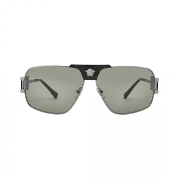 Versace VE2251-1001-2 ανδρικό γυαλιά ηλίου Pilot Aviator μαύρο σκελετό γκρι φακούς 63mm