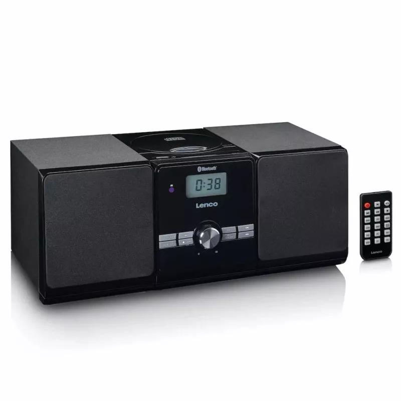 Lenco MC-030BK Μικροσύστημα μουσικής με Bluetooth, CD, ραδιόφωνο FM, USB, AUX, μαύρο