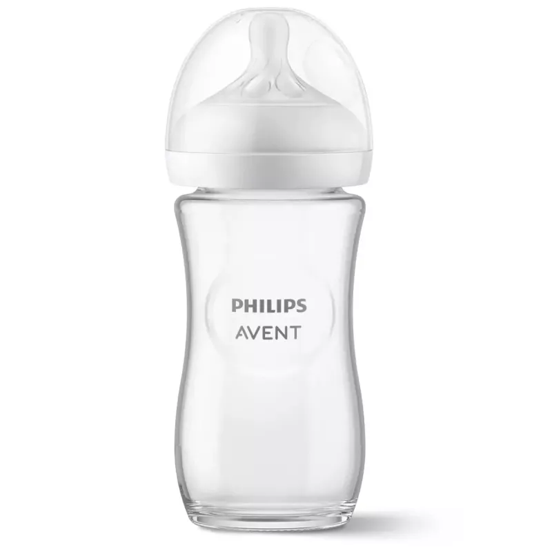 Philips AVENT Natural Response Γυάλινο μπιμπερό μωρού 240 ml, θηλή Medium Flow, 1m+