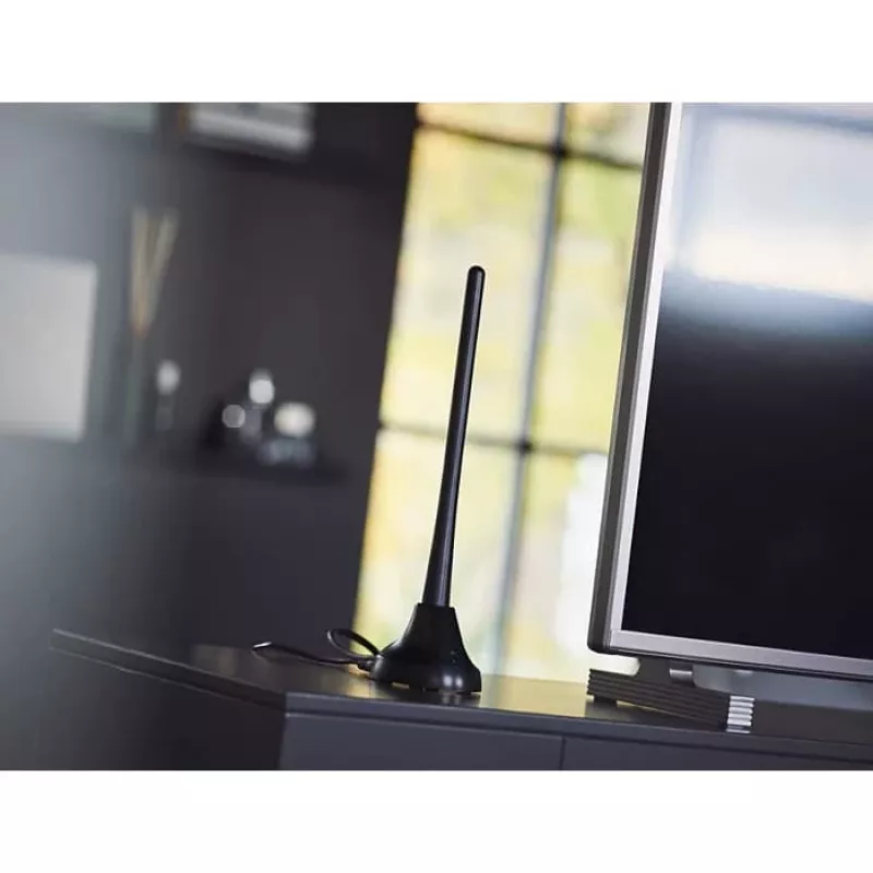 PHILIPS SDV5100/12 Εσωτερική τηλεοπτική κεραία με ενίσχυση 18 dB, UHF/VHF/FM, Μαύρο
