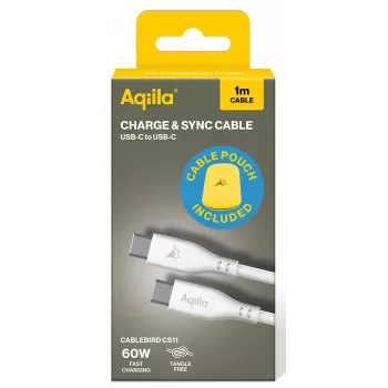AQIILA Cablebird CS11 USB-C σε USB-C καλώδιο φόρτισης και συγχρονισμού 1m 60W Μαύρο AQCBPBIC1SI812