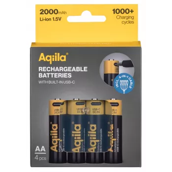 AQIILA USB-C επαναφορτιζόμενες μπαταρίες AA λιθίου-ιόντων, 1,2V, συσκευασία 4 τεμ. (AQ200AA367C4)