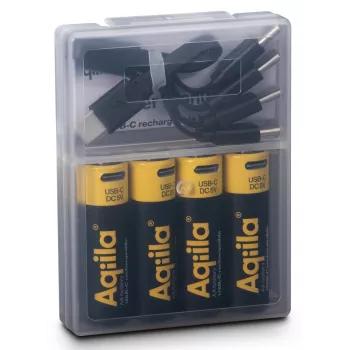 AQIILA USB-C επαναφορτιζόμενες μπαταρίες AA λιθίου-ιόντων, 1,2V, συσκευασία 4 τεμ. (AQ200AA367C4)