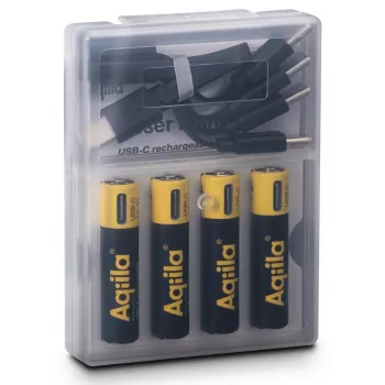 AQIILA AAA NiMH μπαταρίες με USB-C, 1,2 V, 600 mAh, συσκευασία 4 τεμ. AQ60AAA374C4
