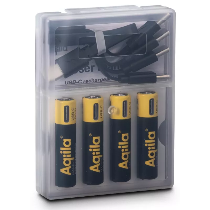AQIILA AAA NiMH μπαταρίες με USB-C, 1,2 V, 600 mAh, συσκευασία 4 τεμ. AQ60AAA374C4