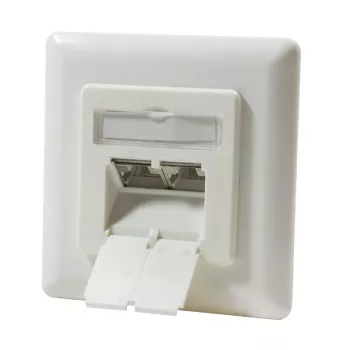 DSIT DC-Wall-In-STP6-I χωνευτή πρίζα Cat. 6 θωρακισμένη διπλή RJ45, ιβουάρ