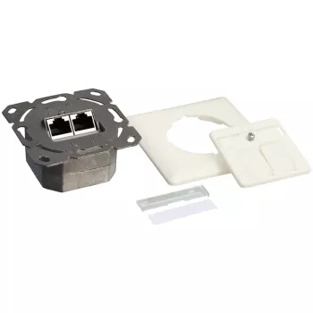 DSIT DC-Wall-In-STP6-I χωνευτή πρίζα Cat. 6 θωρακισμένη διπλή RJ45, ιβουάρ