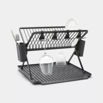 Brabantia πτυσσόμενη σχάρα στραγγίσματος πιάτων, μεγάλη, σκούρο γκρι
