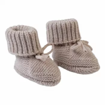 Lodger Slipper Folklore βρεφικά παπούτσια από μαλλί Merino, μπεζ, 0-6 μηνών