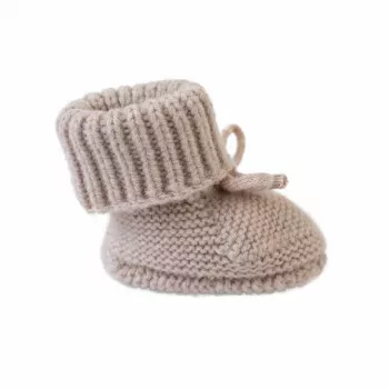Lodger Slipper Folklore βρεφικά παπούτσια από μαλλί Merino, μπεζ, 0-6 μηνών