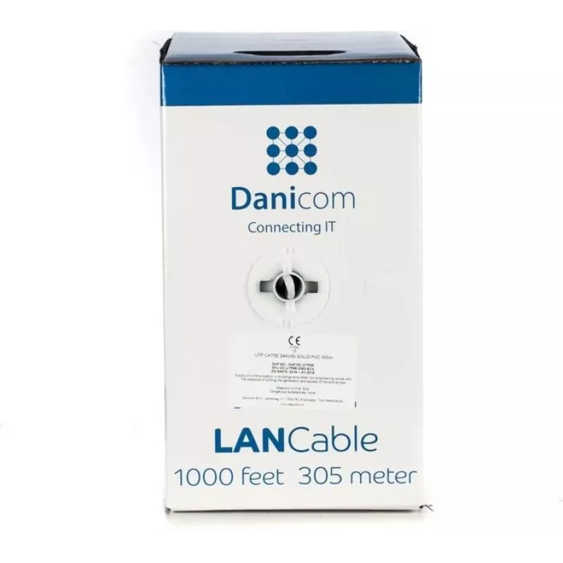DSIT DANICOM CAT5E UTP 305m συμπαγής αγωγός LSZH (Eca) καλώδιο DC-UTP5E-305S-ECA