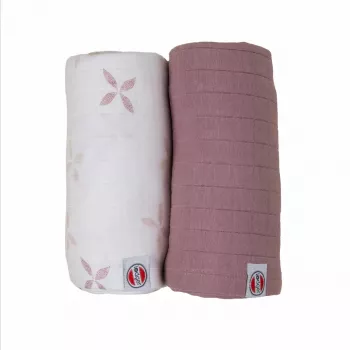 Lodger Swadler Solid Matcha βαμβακερό φάσκιωμα, Powder Rose, 110x110 cm, συσκευασία 2 τεμ.