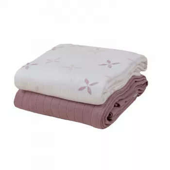 Lodger Swadler Solid Matcha βαμβακερό φάσκιωμα, Powder Rose, 110x110 cm, συσκευασία 2 τεμ.