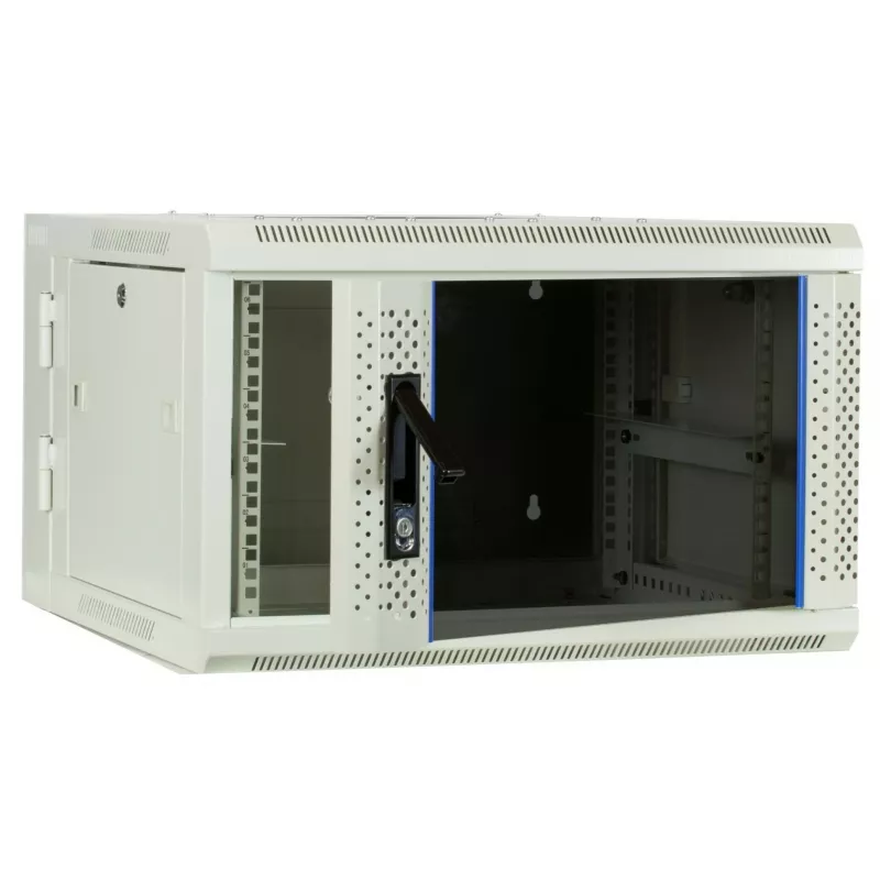 DSIT επιτοίχιο rack 6U με γυάλινη πόρτα, λευκό, 600x600x368 mm DS6606W-DOUBLE