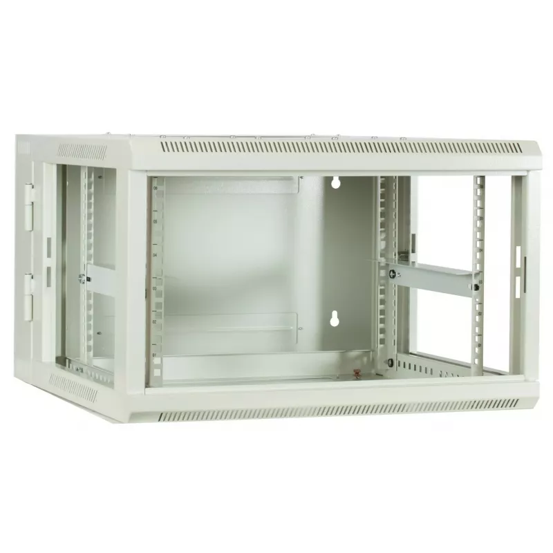 DSIT επιτοίχιο rack 6U με γυάλινη πόρτα, λευκό, 600x600x368 mm DS6606W-DOUBLE