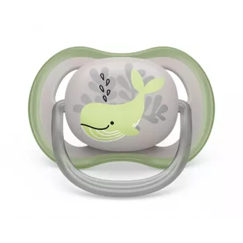 Philips Avent Ultra Air Deco πιπίλα, σχέδιο φάλαινας, 6-18 μηνών, αγόρι, συσκευασία 1 τεμ.