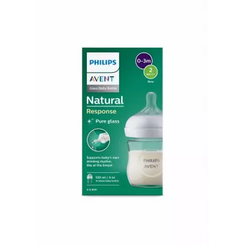 Philips Avent Natural Response Γυάλινο Μπιμπερό 125 ml με θηλή νεογέννητου, 0m+