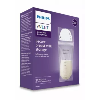 Philips AVENT σακουλάκια αποθήκευσης μητρικού γάλακτος 180 ml, συσκευασία 25 τεμ.