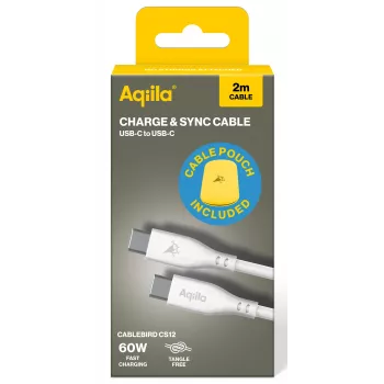 AQIILA Cablebird CS12 καλώδιο φόρτισης και συγχρονισμού USB-C σε USB-C 2m 60W μαύρο AQCBPBIC2SI829