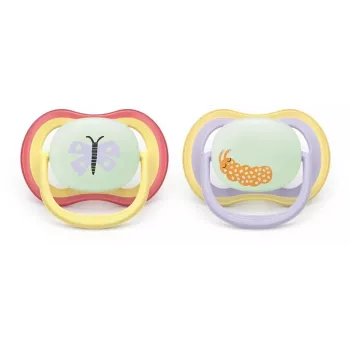 Philips AVENT Ultra Air Night Πιπίλα 0-6 μηνών, συσκευασία 2 τεμ., φωσφορίζει στο σκοτάδι