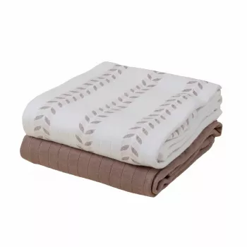 Lodger Swaddler Solid Matcha Βαμβακερή κουβέρτα φασκιώματος από μουσελίνα, Birch/Buffalo, 110x110 cm, συσκευασία 2 τεμ.