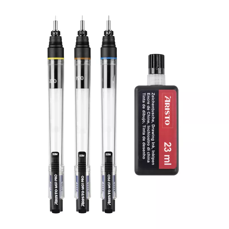 ARISTO mg1 pro Basic σετ μελάνης, 3 στυλό 0,35 / 0,50 / 0,70 mm, 4 τεμ. (AR64300)