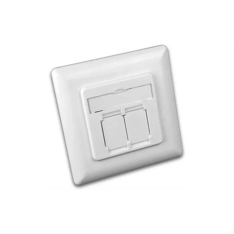 Wirewin DD-TRIO-K5E UP2 WS Cat5e θωρακισμένη χωνευτή πρίζα δεδομένων, 2x RJ45, LSA, λευκό