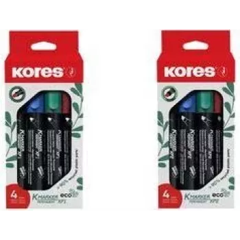 Kores ECO XP1 μαρκαδόρος μόνιμος, στρογγυλή μύτη, 3 mm, διάφορα χρώματα, σετ 4 τεμ. M20764