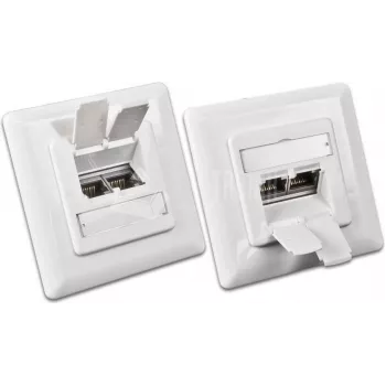 Wirewin DD-TRIO-C6 UP2 WS CAT6 θωρακισμένη πρίζα δεδομένων χωνευτή, 2 θυρών, LSA, λευκό RAL 9010