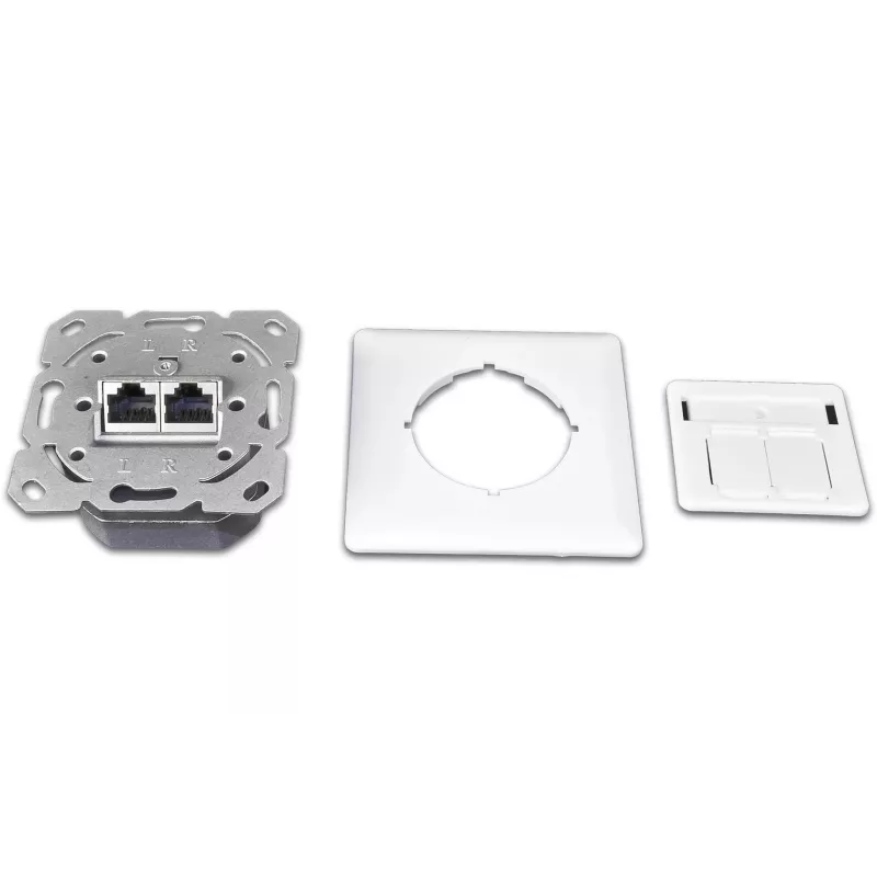 Wirewin DD-TRIO-C6 UP2 WS CAT6 θωρακισμένη πρίζα δεδομένων χωνευτή, 2 θυρών, LSA, λευκό RAL 9010