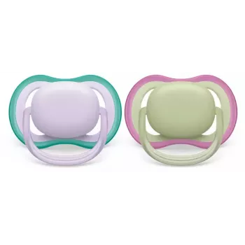 Philips Avent Ultra Air Πιπίλα 0-6 μηνών, συσκευασία 2 τεμ., κορίτσι ροζ/μωβ, SCF085/24