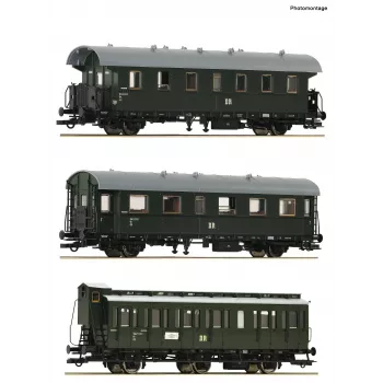 Roco 6200131 H0 DR σετ τοπικού τρένου 2: 2x επιβατικά βαγόνια 2ης θέσης Bip και 1x βαγόνι διαμερισμάτων 2ης θέσης B3