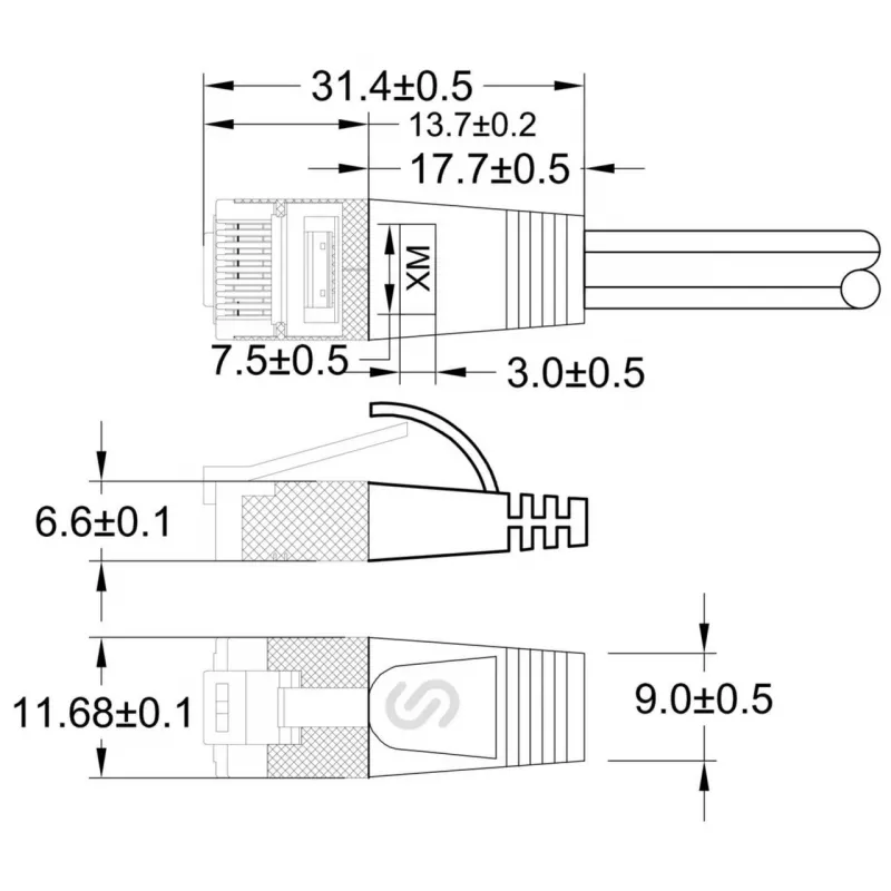 Wirewin Cat.6 SLIM Patchkabel STP PIMF 0,75 m γκρι PKW-STP-SLIM-KAT6 0.75