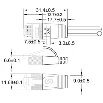 Wirewin Triotronik Cat6 U/FTP Slim καλώδιο patch, 0,5m, μωβ PKW-STP-SLIM-KAT6 0.5 VT
