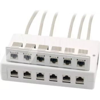 Wirewin 2x Πρίζα επιτοίχιας τοποθέτησης 6 θέσεων για μονάδες Keystone, Γκρι, Πλαστικό Σύστημα Keystone (125460)