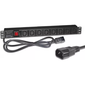 Wirewin NVL8 USV Έκδοση 19 ίντσες 1U Rackmount PDU, 8x Έξοδοι IEC C13, Είσοδος IEC C14, 10A, 2300W, Μαύρο