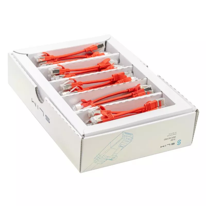 Wirewin SLIM-LS-K6A 0.1 RD 50 Cat6a U/FTP Slim Καλώδιο Ethernet Patch, 0,1m, Κόκκινο, Συσκευασία 50 τεμ.