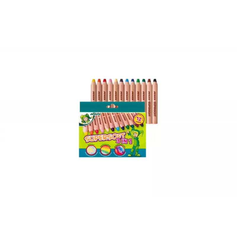 JOLLY Supersoft 3 σε 1 Ξυλομπογιές, διάφορα χρώματα, 12 τεμ. (5956-0002)