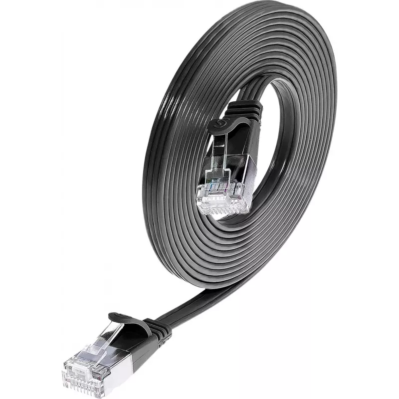 Slim Wirewin SLIM KAT6 Slim Patchkabel, U/FTP, επίπεδο, μαύρο, 0,75 m PKW-STP-SLIM-KAT6 0.75 SW