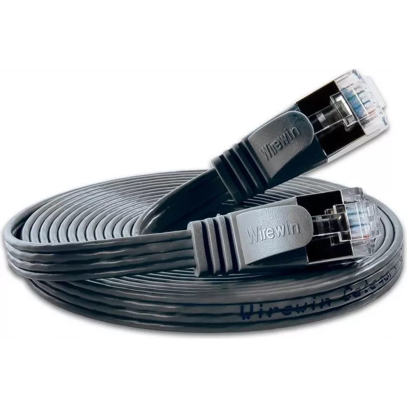 Slim Wirewin SLIM KAT6 Slim Patchkabel, U/FTP, επίπεδο, μαύρο, 0,75 m PKW-STP-SLIM-KAT6 0.75 SW