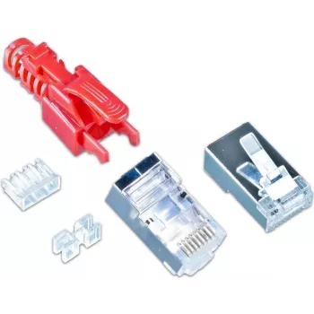 Wirewin MOD SL KAT6A STP 10 RT βύσμα RJ-45, Cat.6A, STP, χωρίς εργαλεία, κόκκινο, συσκευασία 10 τεμ.