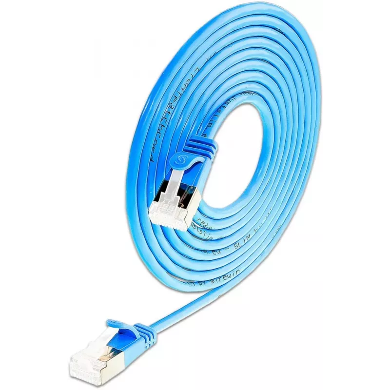 Wirewin SLIM-LS-K6A 0.15 BL 50 Cat6A Slim Ethernet Patch Καλώδιο, 0,15m, U/FTP, Μπλε, συσκευασία 50 τεμ.