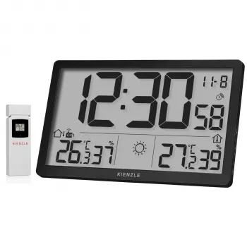 KIENZLE Jumbo NEO LCD μετεωρολογικός σταθμός ρολόι τοίχου μαύρο