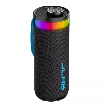 JLab Go Party φορητό ηχείο Bluetooth με ισχύ εξόδου 20W, αντοχή στο νερό IPX6, μπαταρία 15 ωρών, ενσωματωμένο μικρόφωνο, λειτουργίες φωτισμού, μαύρο
