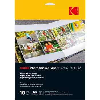 Kodak χαρτί φωτογραφικών αυτοκόλλητων γυαλιστερό 120gsm A4 10 φύλλα (3510645)