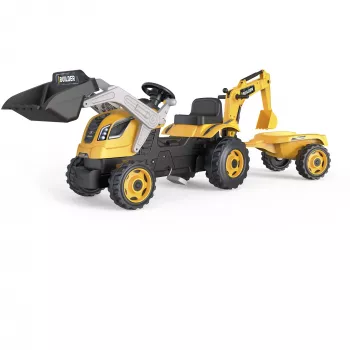SMOBY Tractor Max παιδικό όχημα με πετάλια και ρυμουλκούμενο, πράσινο, από 3 ετών