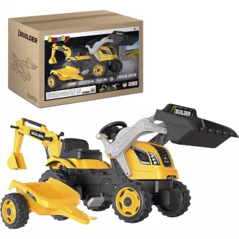 SMOBY Tractor Max παιδικό όχημα με πετάλια και ρυμουλκούμενο, πράσινο, από 3 ετών