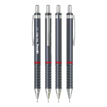 rotring Tikky Retro μηχανικό μολύβι 0,5 mm γκρι επιχρωμιωμένο σταθερό προστατευτικό άκρο λαστιχένια αυλακωτή λαβή 2202567
