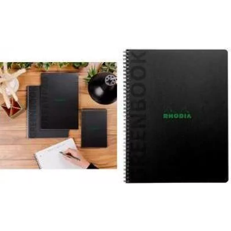 Rhodia Greenbook μπλοκ σχολικό A5+ με καρέ μαύρο 119934C