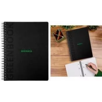 RHODIA GREENBOOK μπλοκ σχολικό A4+ με γραμμές μαύρο (80 φύλλα) 119923C